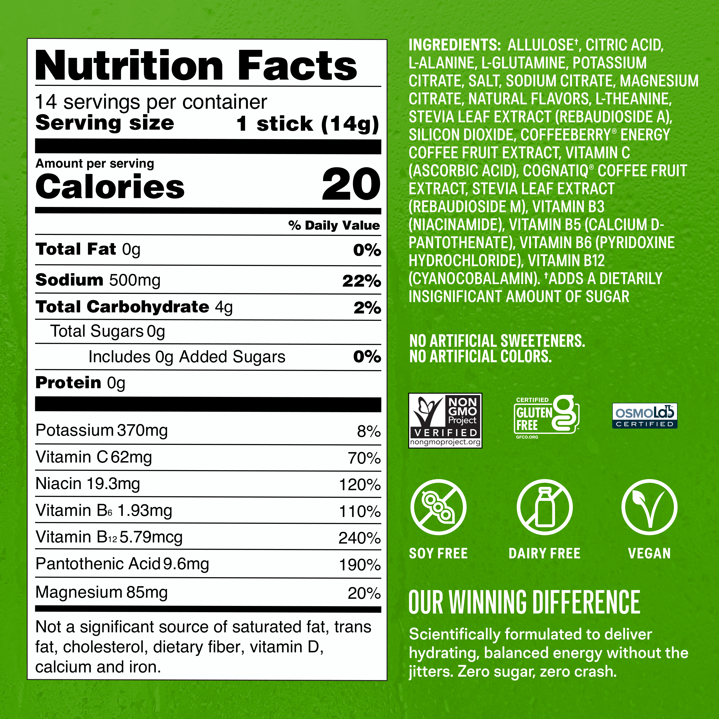 Strawberry Kiwi Hydration Sugar-Free Energy Multiplier® - Smooth Taste Hydration Packets